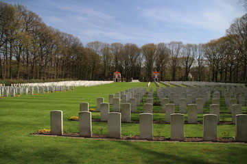 Naklejka premium War cemetery in Oosterbeek for alied forces from World War of the battle of Arnhem.