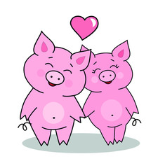 Happy piglets in love vector image