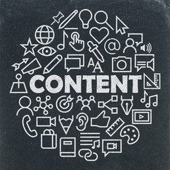 CONTENT Concept Icons on Chalkboard