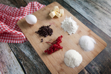 Ingredients for homemade cookies with guelder rose berries