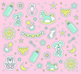 Newborn vector background girl 