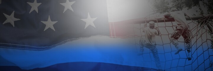 Composite image of full frame of wrinkled american flag