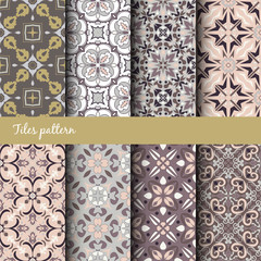 Vector seamless texture collection. Set of beautiful colored patterns for design and fashion with decorative elements