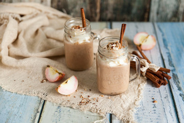 Healthy smoothie Apple Pie with nuts and autumn spices