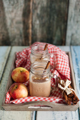 Healthy smoothie Apple Pie with nuts and autumn spices