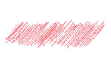 Red hatching grunge graphite pencil scribble texture isolated on white background, design element