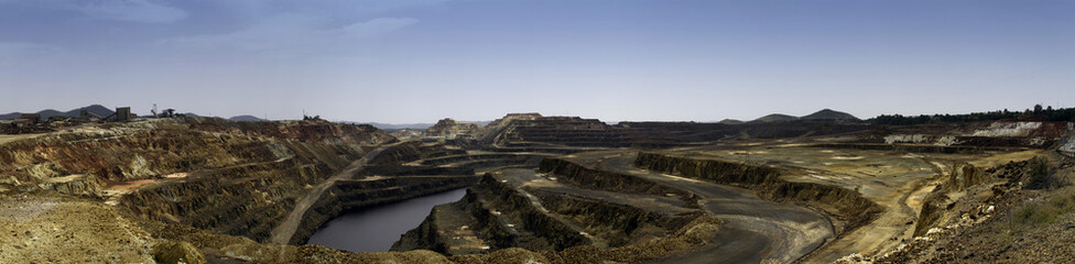 Fototapeta na wymiar Panoramic view of the Minas de Rio Tinto, mines with open pit mining. Huelva, Andalucia, Spain