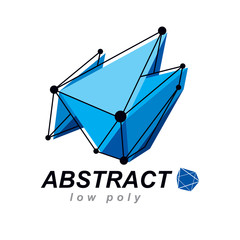 Vector abstract 3d geometric shape, polygonal figure. Technology corporate emblem.