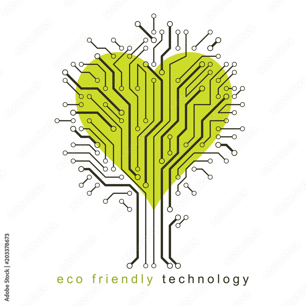 Aufkleber graphic vector illustration of tree in the shape of romantic heart created in communication technolo