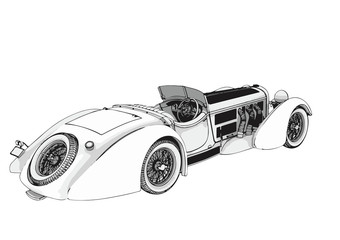 Obraz premium outline of a retro car vector