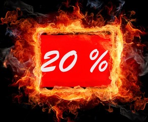20 percent off shopping tag icon in red