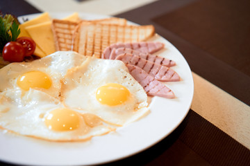Breakfast, toast and eggs