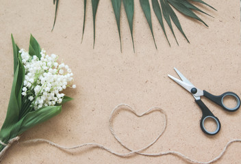     Lilies of the valley and tools for decoration. 
