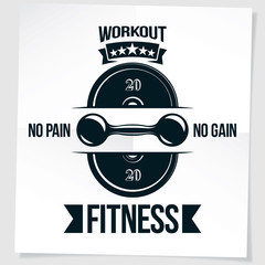 Cross fit motivation poster created with dumbbell and disc weight vector element.