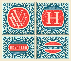 Poster Vintage labels Set of 4 vintage design with floral ornaments
