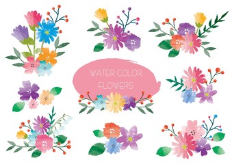 水彩の花のセット
