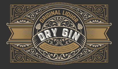 Vintage label with floral ornaments