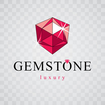 Vector elegant sparkling gem. Luxury diamond sign emblem, logotype. Brilliant jewelry illustration.