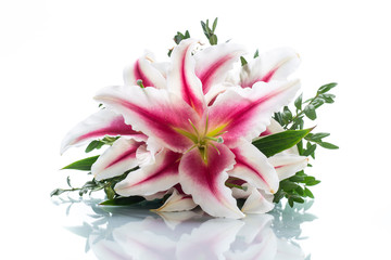 bouquet of beautiful colored lilies