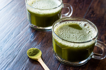 Hot Organic Green Matcha Tea in Glass.