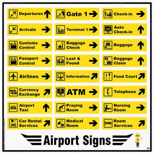 "Set of airport markings and signs for standards using to identify