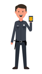 Policeman  isolated on white. Vector illustration. Smiling person. Eps 10