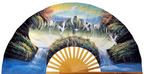 chinese fan painted (isolated)