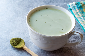 Hot Green Matcha Tea with Milk
