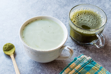 Hot Green Matcha Tea Drinks