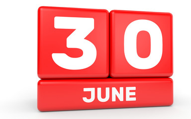 June 30. Calendar on white background.