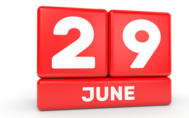 June 29. Calendar on white background.