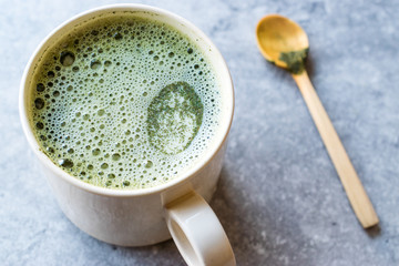 Hot Matcha Tea Latte with Milk