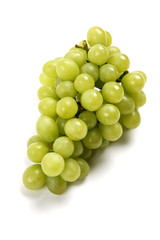 A delicious bunch of green grapes, on white background