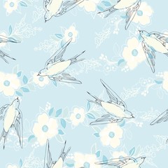 vintage pattern with little swallows