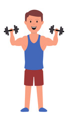 Fototapeta na wymiar Bodybuilder isolated on white. Vector illustration. Smiling person. Eps 10