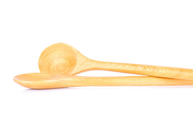 wood spoons on white background