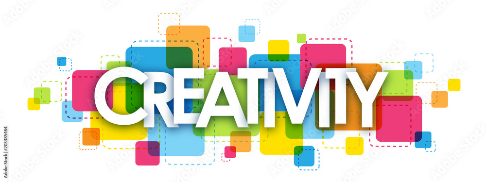 Poster creativity overlapping vector letters icon