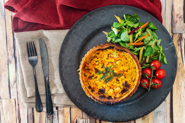 homemade scallops and vegetables pie