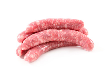 raw sausage on white background