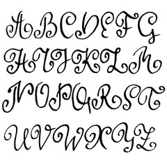Naklejka na ściany i meble Handdrawn dry brush font. Modern brush lettering. Grunge style alphabet. Vector illustration.