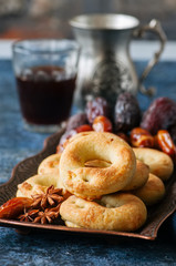 Traditional arabic date ring cookies - kaak bi ajwa, popular cookies for Eid holidays