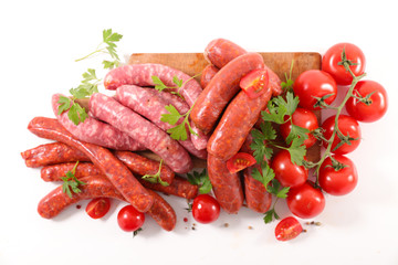 assorted raw sausage for barbecue