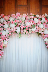 wedding flower decoration, flower backdrop background, rose wall, white rose,  colorful background, fresh rose
