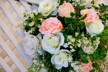 wedding flower decoration, flower backdrop background, rose wall, white rose,  colorful background, fresh rose