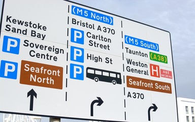 Weston Super Mare road sign showing directions to various places  © tornadoflight