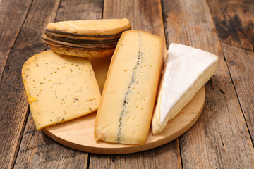 assorted cheese on board