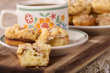 Cinnamon Cream Cheese Coffee Cake with Cup of Coffee