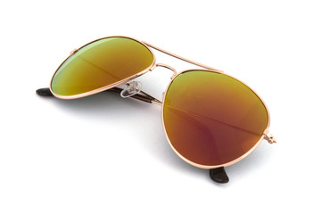 yellow sunglasses on a white background. 