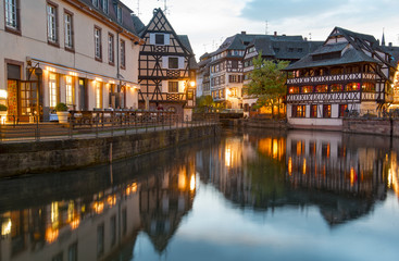 Night View of Petite France District in Strasbourg