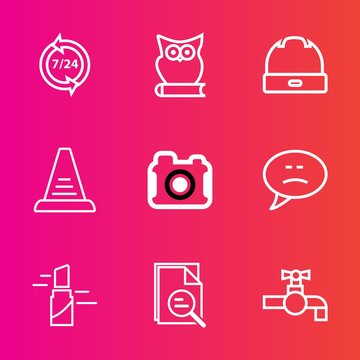 Premium set with outline vector icons. Such as concept, red, help, office, technology, service, customer, business, bubble, message, speech, step, headset, lipstick, faucet, support, photographer, up